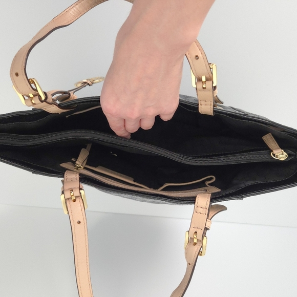 Michael Kors Black Patent Leather Jet Set Signature Logo Tote Handbag with COA - Picture 4 of 8